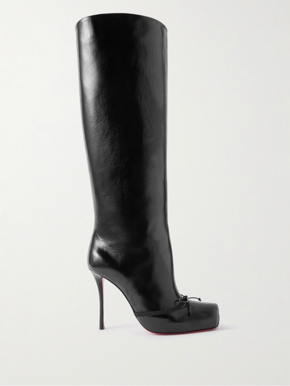 Christian Louboutin Black Leather Knee-High Stiletto Boots - Picture 4 of 5